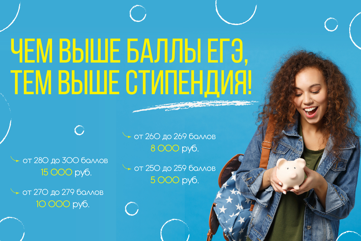 Чем выше баллы ЕГЭ, тем выше стипендия! Чем выше баллы ЕГЭ, тем выше стипендия!