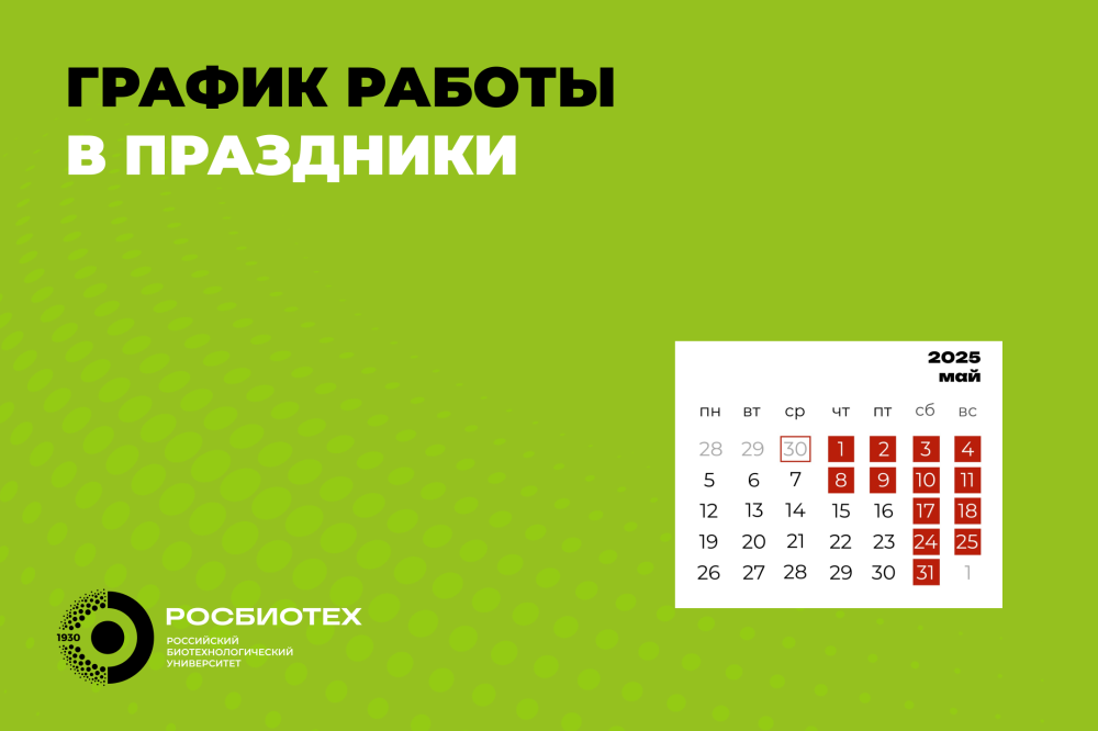 График работы в праздничные дни 